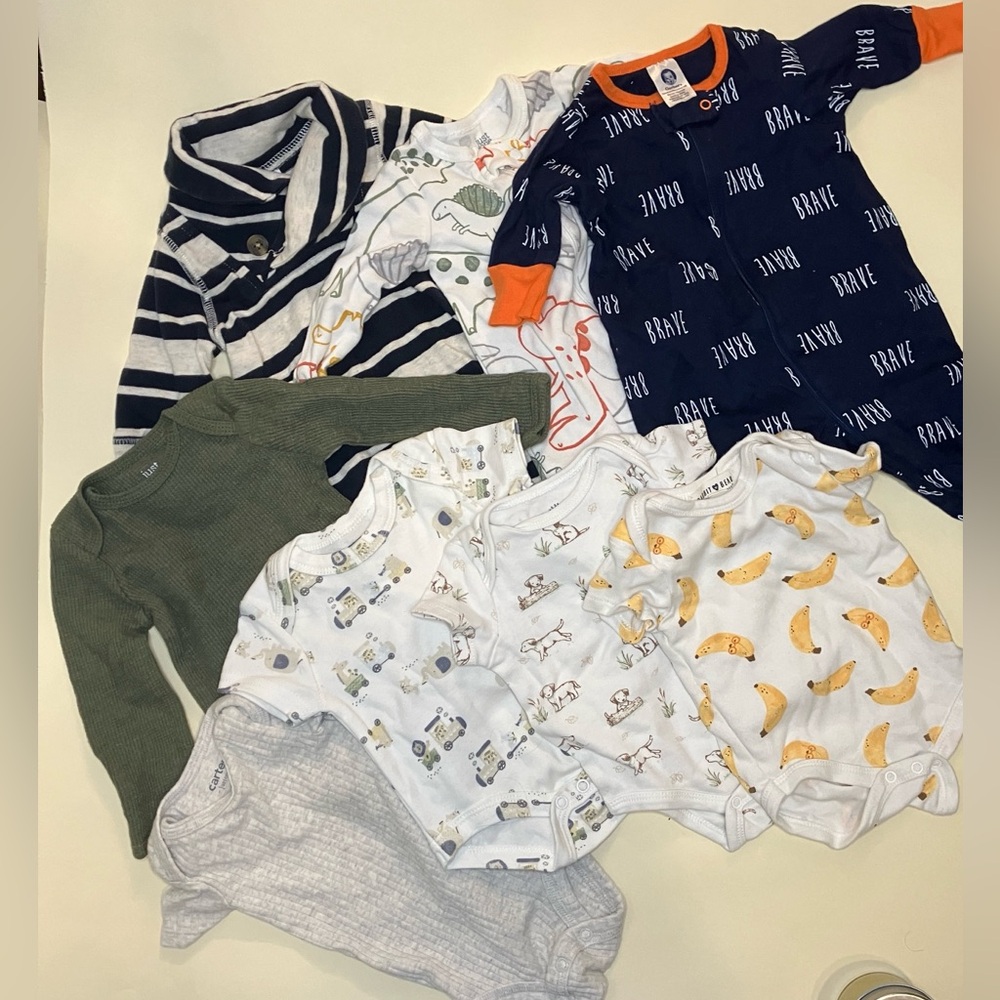 8 Piece Bundle Baby Boys Clothes Pajamas and Bodysuits Newborn